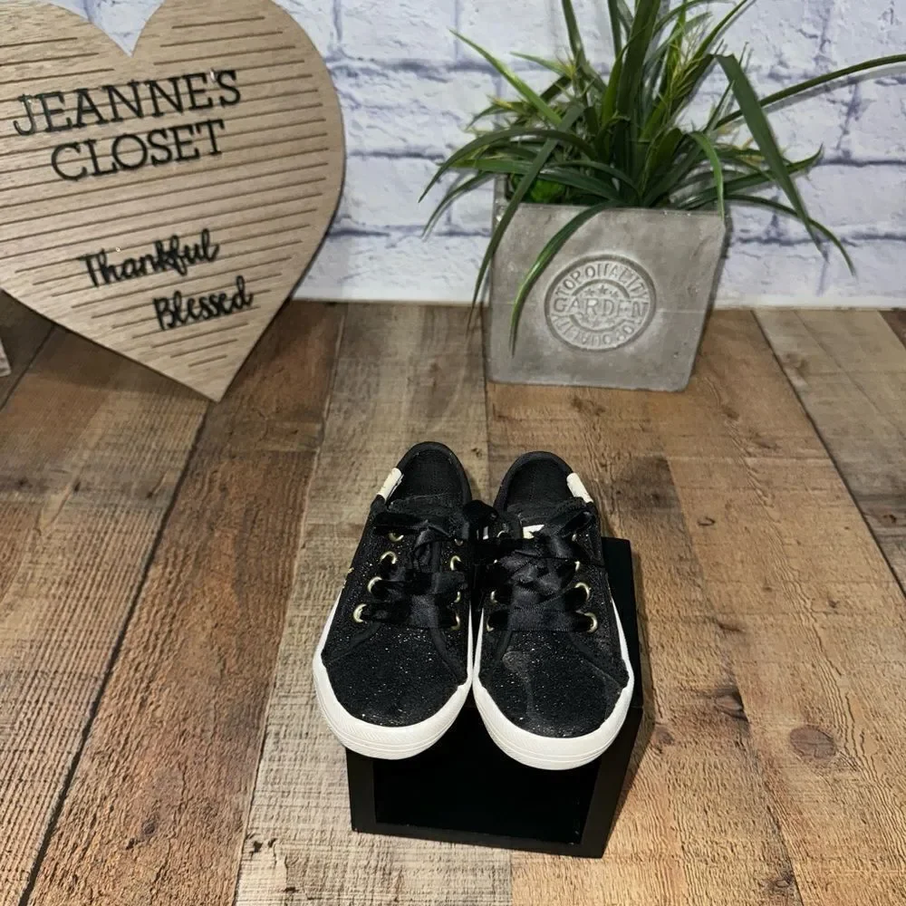 Keds X Kate Spade Kickstart Glitter Sneaker Black Gold size 5M